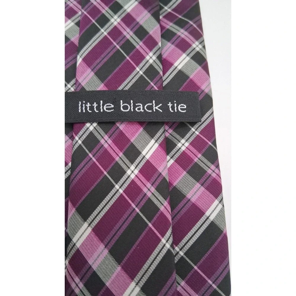 Little Black Tie Purple Silver Gray Men's Neck Tie 100% Polyester